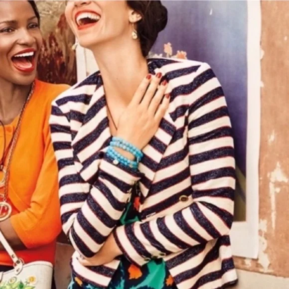 CAbi Navy and White Striped Blazer NWT - Picture 3 of 11